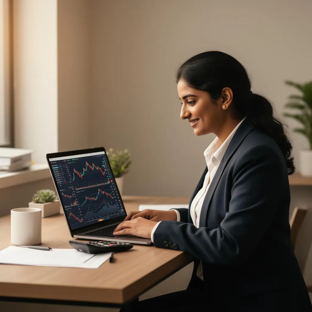 Working professional reviewing investments